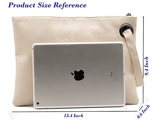 Image of Amaze Women's Oversized Envelope Clutch Purse, Large PU Leather Evening Bag with Wristlet Strap for Wedding & Party