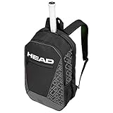 HEAD Core Tennis Backpack - 2 Racquet Carrying Bag w/ Padded Shoulder Straps, Black/Grey