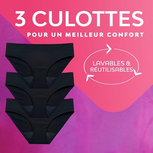 Culotte menstruelle flux abondant Nana pour en finir avec les fuites en coton bio XS x3 - 3