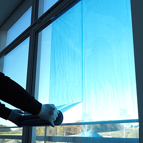 ToolSpace Glasschutzfolie - 50 cm x 75 m - 45 µm - Fensterschutzfolie Selbstklebend Blau - Oberflächenschutzfolie Selbsthaftend - Abdeckfolie, PE-Folie UV beständig - Malerschutzfolie - Blaufolie