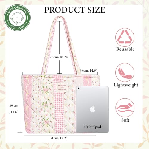 Image of Sunwel Fashion Top Zipper Floral Quilted Bag Small Tote Bag for Women