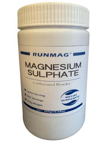 RUNMAG Magnesium Sulfate Food Grade Powder 300g per Bottle