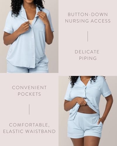 Image of Kindred Bravely Clea Maternity Pajamas & Postpartum Lounge Sets for Women, Short Sleeve Nursing Pajamas