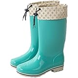[SENNIAN] レディース レインシューズ 23.0cm 防水 レインブーツ 滑り止め 雨靴 オシャレ サイドゴア 快適 耐滑 通勤 通学 花見 アウトドア おしゃれ グリーン1 梅雨対策 ロングブーツ 無地 防水シューズ 可愛い 長靴 サイドゴアロング