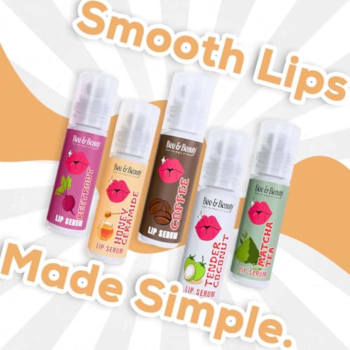 Image of Bee & Beauty Moisturizing Lip Serum Roll On Combo - 5ml Each | With Natural Flavours | Nourishes, Hydrates and Gently Exfoliates | For Men and Women | Natural Pink Lip Roll On For Daily Lip Care
