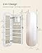 SONGMICS Jewelry Organizer, LED Jewelry Cabinet Wall/Door Mounted, Lockable Rounded Wide Mirror with Storage, Interior Mirror, 3.9 x 16.5 x 42.5 Inches, White Surface with Greige Lining