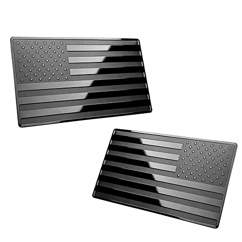 Image of American Flag Style Emblem Embossed 3D Badge Decals,Car Side Fender Rear Trunk Sticker Letters,Forward and Reverse 2pcs (Black)