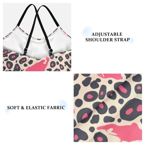 KLL Leopard Pattern Pink Black Girls' 1 Piece Bathing Suit Beach Swimming Suits Adjustable Strap Cute3