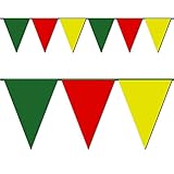 Ziggos Party Green , Red and Yellow Triangle Pennant Flag 100 Ft.