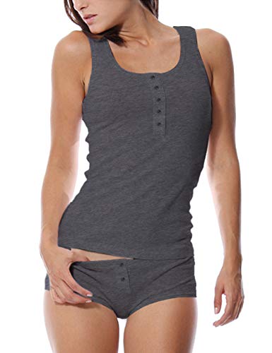 Ensemble de pyjama henley en coton sans manches pour femmes