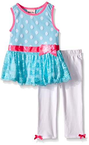 Little Lass Baby Girls' 2 Piece Capri Set Stripe Tulle, Aqua, 12 Months