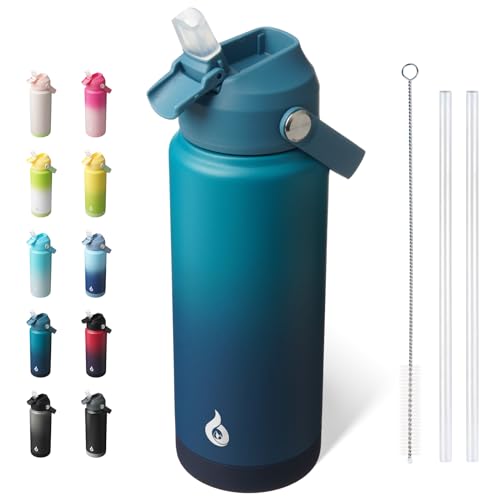 Image of BJPKPK Water Bottle with Straw Lid, 24oz Vacuum Insulated Water Bottles, Metal Stainless Steel Thermo for Sports, Travel, BPA Free Leak Proof Thermo, Cups, Flasks, Tumblers,Vast