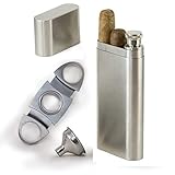 Perfect Pregame Cigar Flask Gift Set - 2 Cigar Holder and 2 Oz Stainless Steel Flask Combo - Includes Cigar Cutter and Funnel - Great Groomsmen Flask