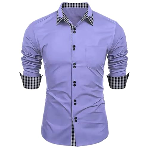 Chemise homme à manches longues WOLONG, coupe ample unie pour le bureau