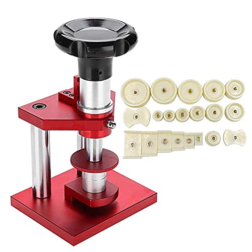 Uhrenpressen-Set, 20 mm bis 50 mm, Uhrenrückseitengehäuse, Schraubenschließer mit 20 Matrizen-Set, Rückpressmaschine, Uhrmacher-Presswerkzeug-Set, Kristalllünettenpresse, Uhrenreparaturwerkzeuge Cover