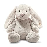 Steiff Hoppie Hase - 48 cm - Plüschhase mit Schlappohren - Kuscheltier für Kinder - Soft Cuddly Friends - beweglich & waschbar - hellgrau (080913)