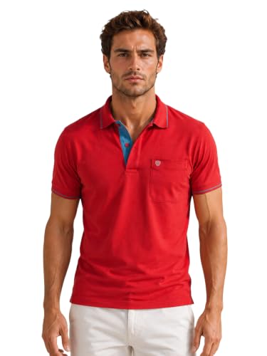 Image of Lux Cozi Men's T-Shirt with Chest Pocket | Polo T-Shirt for Man | Plain Casual Stylish | Half Sleeve| Cotton Blend Collar Polo T-Shirts for Men