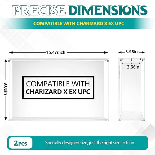Image of Cinnvoice 2 Pcs Acrylic Magnetic Case Booster Box Protective Case Stackable 4mm Thick Magnetic Closure Gifts for Collectors, Cards Not Included (Compatible with Charizard X ex UPC)