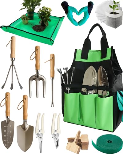 Conjunto de Ferramentas de Jardim em Aço Inoxidável com Bolsa de Armazenamento