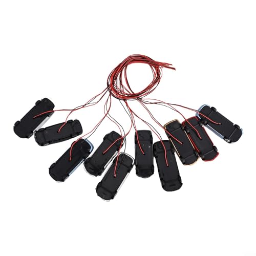 Juego de diez modelos de trenes de coche compatibles con escala H0/TT con cableado y bombillas