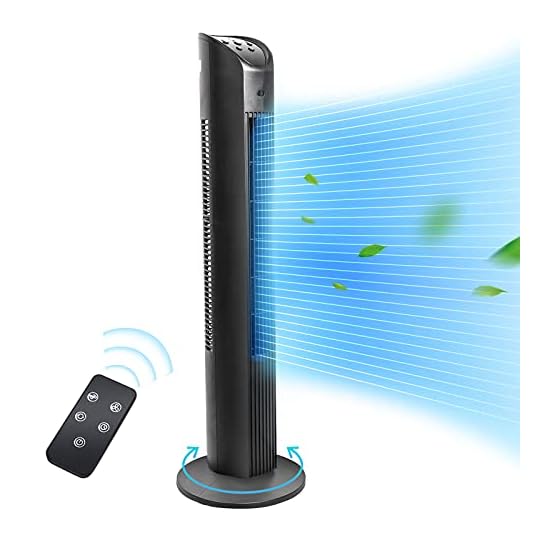 
                            BEYOND BREEZE Tower Fan with Remote, 90° Oscillating Bladeless Fan, 36 Inch, Quiet with 3 Speeds, 8H Timer, 3 Modes, Black Indoor Floor Fans for Home Bedroom Office Room
                        