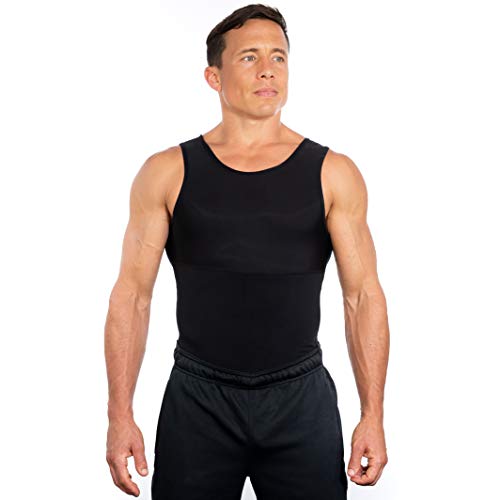 Esteem Apparel original de los hombres máximos de pecho que adelgaza la camisa y cuerpo shaper compresión (negro, grande)