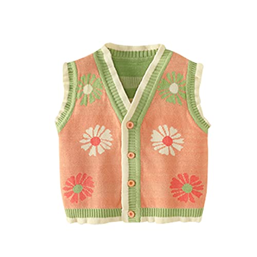 Little Girls Vest Cardigan Daisy Flower Ruffle Sweater Knit Tops for Kids Clothes3