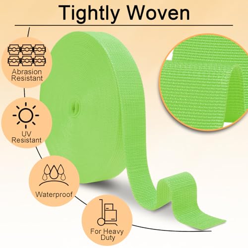 Image of CooBigo 12 Yards Webbing 1 inch & 1.5 inch & 2 inch Polypropylene Webbing Strap 1 Inch 1.5 Inch 2 Inch Wide Webbing Strapping for Bags /Lawn Chair /Pool Solar Cover DIY Crafting