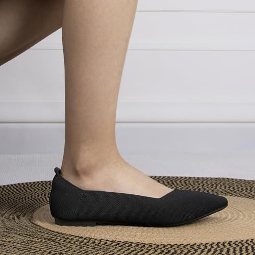 Women's Pointed Toe Breathable Knit Flats Shoes Soft Slip On Dress Ballet Flats for Women Comfortable Casual Work Driving Lightweight Knitted Flat Loafers4