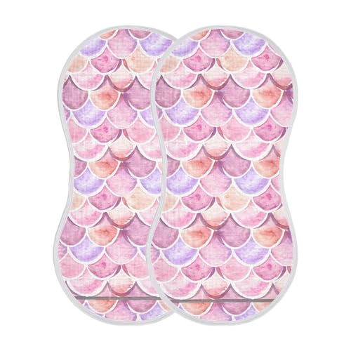 xigua Watercolor Scallops Baby Burp Cloths for Newborn Boys and Girls 1 Pack, Soft & Absorbent Cotton Baby Burp Cloth, Baby Washcloths, Newborn Towel, Burp Rags2