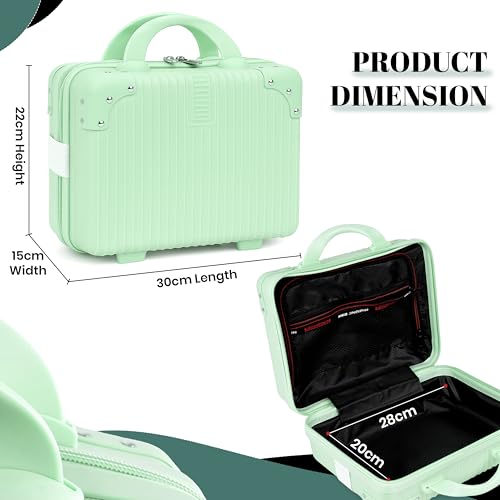 Image of Storite Makeup Organizer Bag for Women - Travel Cosmetic Kit Storage Organiser - Travel Cosmetic Organizer Box | Portable Vanity Suitcase for Women & Girls- Pistachio