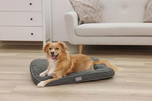 Kerbl Liegekissen Jerome (Farbe dunkelgrün/grau, L x B x H 60 x 40 x 6 cm, waschbarer Bezug, mit Antirutschbeschichtung, Hundekissen) 80450