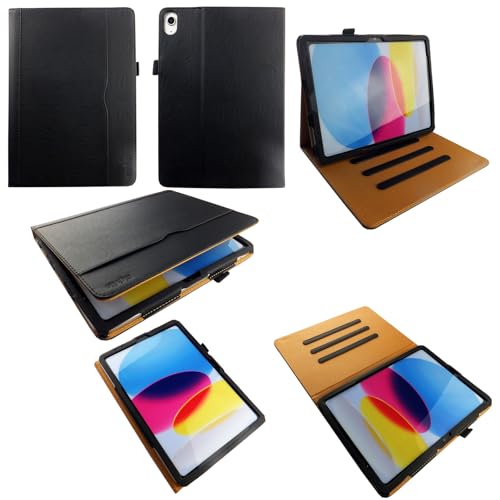 Protégez votre écran cassé avec l'étui en cuir pour iPad 10 anti-choc à rabat magnétique noir