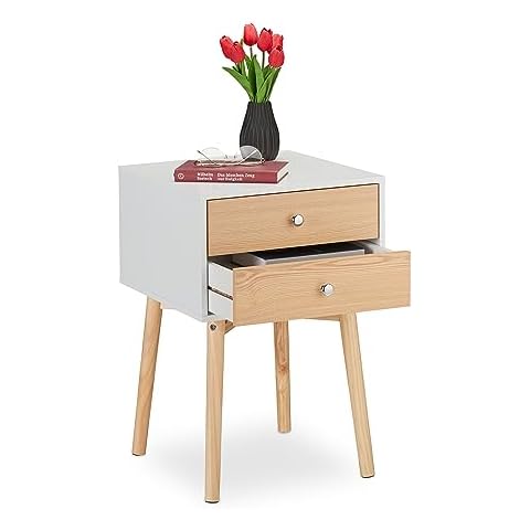 Relaxdays Modern Bedside Table with Drawers Cover
