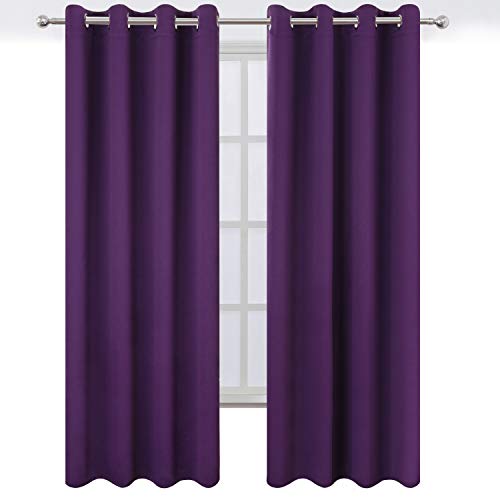 Image of LEMOMO Blackout Curtains 66 x 95 inch /Purple Curtains Set of 2 Panels /Thermal Insulated Room Darkening Bedroom Curtains