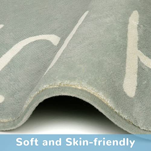 Livebox 4 Ft Abc Round Rug Alphabet Nursery Rug For Baby Boy And Girl, Washable Rug Kids Room Carpet Non Slip Circle Play Mat For Children Playroom Bedroom, Gray #TOP4