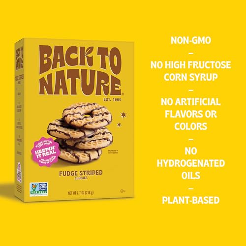 Image of Back to Nature - Fudge Striped Cookies - Made with Ingredients like Wheat Flour - Vegan and Non-GMO - Seriously Tasty Snack - 7.7 Ounce (Pack of 2)