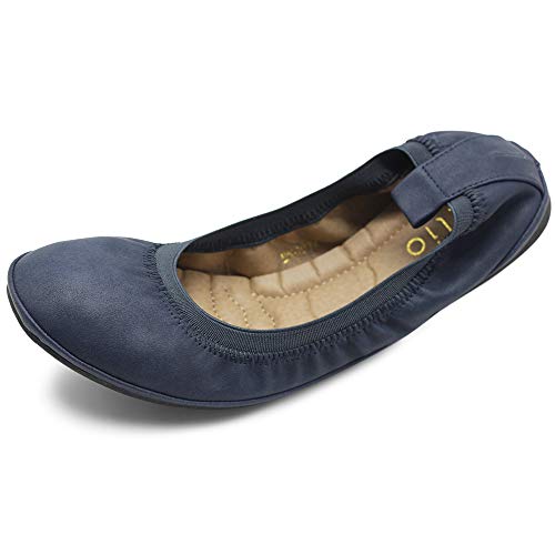 Ollio Women's Shoe Collar Shoe Pull Tab Comfort Ballet Flat