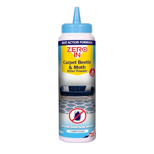 Zero In Carpet Beetle Killer Powder 450g - Effective & Fast-Acting Solution for Carpet Beetles Larvae & Eggs - Safe for Carpets Furniture & Bedding