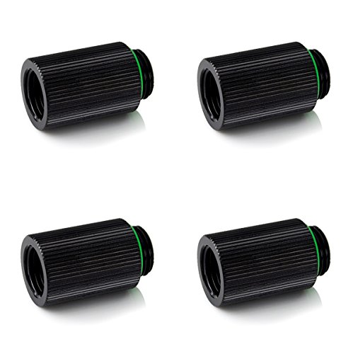 Bitspower Touchaqua G1/4" Male to Female Extender Fitting, 25mm, Glorious Black, 4-Pack