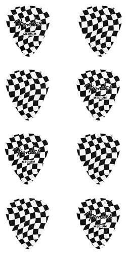 Image of Fender Celluloid Guitar Picks, Guitar Accessories, 351 Shape, Checkerboard, Medium, 8-pack