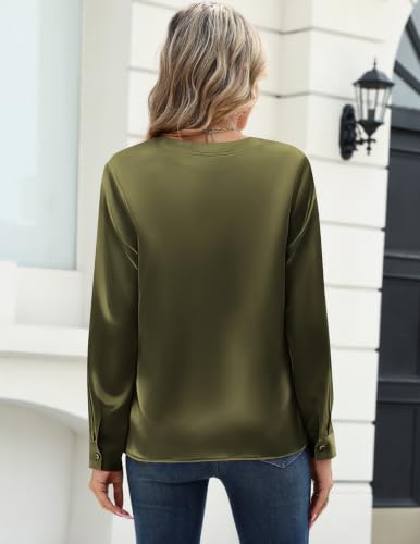 Zeagoo Silk Blouse For Women Long Sleeve Satin Shirt Casual Outfits - image 5