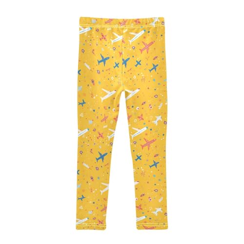 Kids Pattern Airplanes Colorful Toddler Girl Basic Leggings Casual Full Length Yoga Pants Gym2