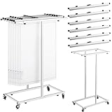 Kolldenn (ケルデン) モバイルブループリントストレージラック 調節可能なモバイルブループリントホルダー 6個 ブループリント吊り下げクランプ 4輪 ブループリントストレージオーガナイザースタンド ファイルディスプラン オフィスホーム用 (30インチ)