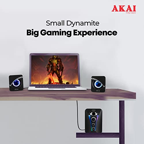 AKAI-Zest-MS2222-22W-21-Channel-Wired-Gaming-Speaker-with-Subwoofer-for-Laptop-PC-Desktop-Computer-USB-Powered35mm-Aux-Input-with-RGB-Lights-Stereo-Bass-with-Volume-Controller-Black