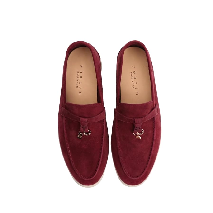 Image of Women's Summer Charms Suede Loafers - Premium Sheepskin Unlined Upper,Classic or Styles with Metal Detail for Casual, Office, Travel & All Day Wear