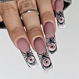 Spiderweb False Nails Halloween Set ABS Long with Water Pipe Design Halloween Party Fraudulent Hoofs Modern French Fashion