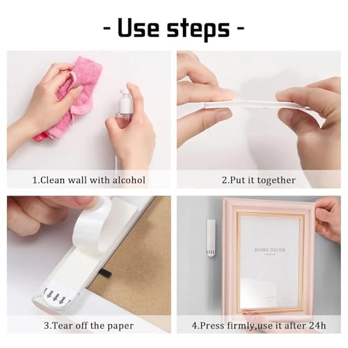 Image of 24-Pairs Large Picture Hanging Strips Heavy Duty, 48 Strips Sticky Picture Hangers for Walls,Hanging Pictures Without Nail,Damage Free No Nails Refill Adhesive Poster Strips for Frame Mounting Strips