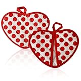 Topflappen Set, Topflappen und Ofenhandschuhe, Extrem Hitzebeständig bis 250 °C, Hochwertige & Weiche Baumwolle, Ofenhandschuhe Topfuntersetzer zum Kochen Backen Küchenzubehör (Rot)
