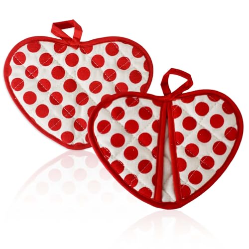 2 Piezas Agarraderas De Algodón Con Bolsillo Para La Mano, 2 En 1 Salvamanteles Guantes Cocina, Resistente Al Calor Guantes De Horno Antideslizante Para Cocina, Hornear, Barbacoa, 20 X 15 Cm Rojo